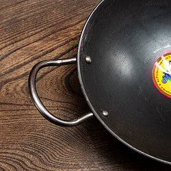 インドの屋台用鉄製カダイ（インド鍋　鉄鍋） - 直径約21cm 2〜3人前 - サブ4