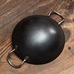 インドの屋台用鉄製カダイ（インド鍋　鉄鍋） - 直径約21cm 2〜3人前 - サブ5