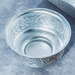 インド伝統唐草エンボスの脚付きアルミボウル 水盆 直径13cm - サブ3