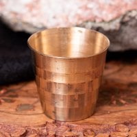 インドの礼拝用 ブラス製 プージャグラス カップ[約3.4cm×約3.6cm]