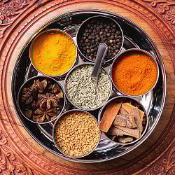 中身が見える！シースルー蓋の円形スパイスボックス　7種類のスパイスを入れられる[直径約19cm] - サブ5