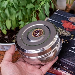 だいぶ大きめのステンレスのマサラケース・小物入れ 直径:約11.5cm 約450ml - サブ2