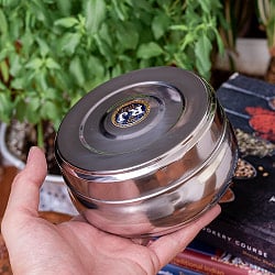 かなり大きめのステンレスのマサラケース・小物入れ 直径：約13cm 約700ml - サブ2