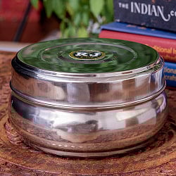 かなり大きめのステンレスのマサラケース・小物入れ 直径：約13cm 約700ml - サブ4