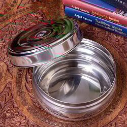 かなり大きめのステンレスのマサラケース・小物入れ 直径：約13cm 約700ml - サブ5