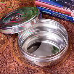 かなり大きめのステンレスのマサラケース・小物入れ 直径：約15cm 約1000ml - サブ5