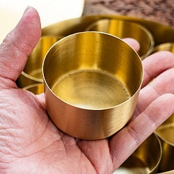 重厚な真鍮製 スパイスボックス マサラ ダバ  直径21cm - サブ5