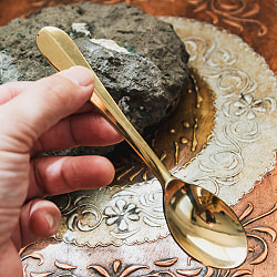 ブラスのスプーン 小さめのカレースプーンサイズ 15.5cm - サブ5