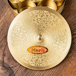 重厚な真鍮製 スパイスボックス マサラ ダバ  直径19cm - サブ2