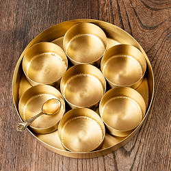 重厚な真鍮製 スパイスボックス マサラ ダバ  直径19cm - サブ3