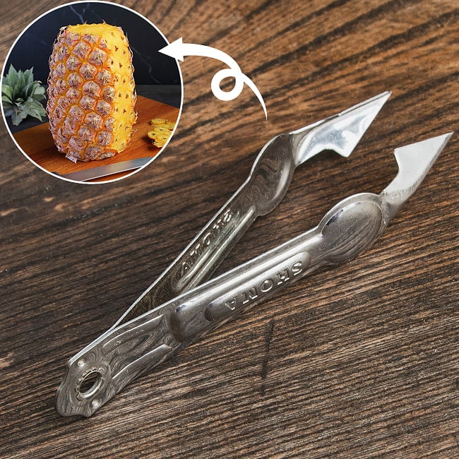 インドネシアの パイナップル トゲ抜きの商品写真 1枚目 パイナップルの皮をむいた後にのこるトゲ を抜くトゲ抜きです
