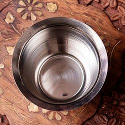 小さなステンレスの南インド式チャイカップ　プージャグラス　ショットグラスサイズ〔約5.9cm×約6.3cm 約90ml〕 - サブ4