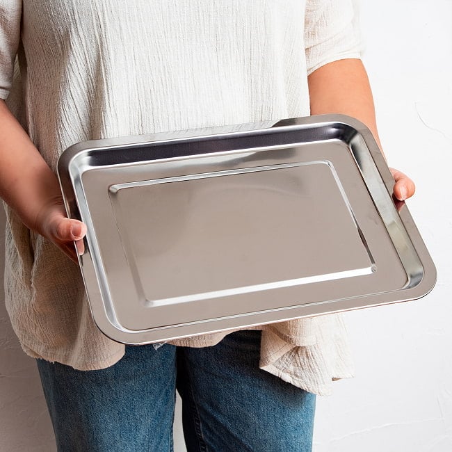 タイの屋台トレー 無骨な風合いがアジアン！ お盆 35x26cm 2 - 1人分の配膳にぴったり