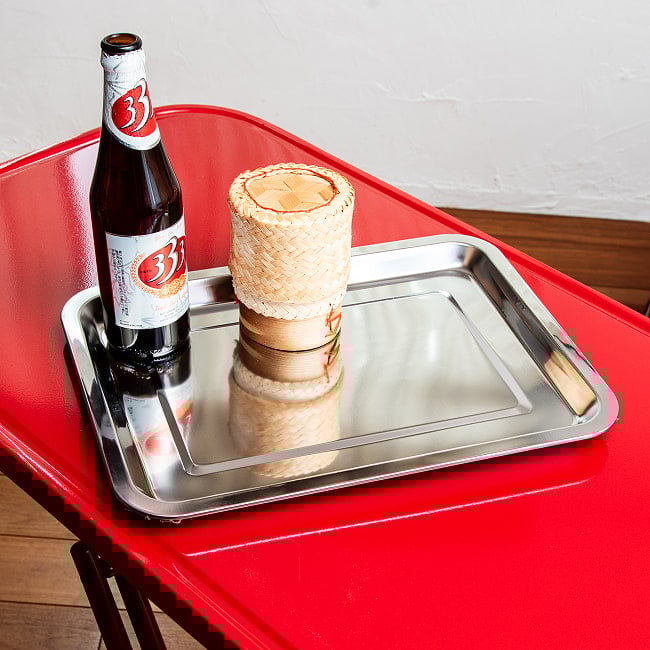 タイの屋台トレー 無骨な風合いがアジアン！ お盆 35x26cm 5 - 使用例。