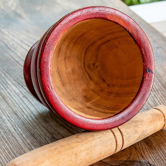 クロック - タイの木製臼と杵セット no.6 高さ15cm程度 4 - 内側の様子です。