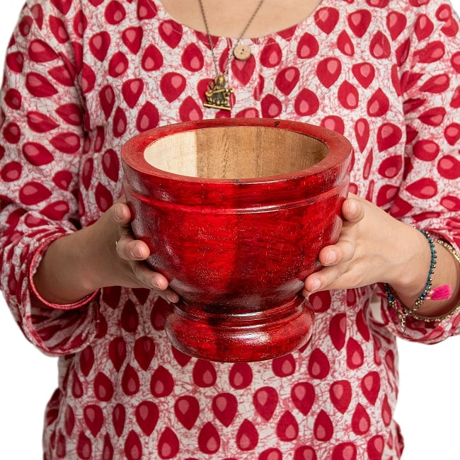 クロック - タイの木製臼と杵セット no.6 高さ15cm程度 6 - これくらいのサイズ感です。