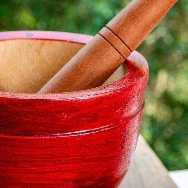 クロック - タイの木製臼と杵セット no.9 高さ22.5cm 2 - 上からの様子です。