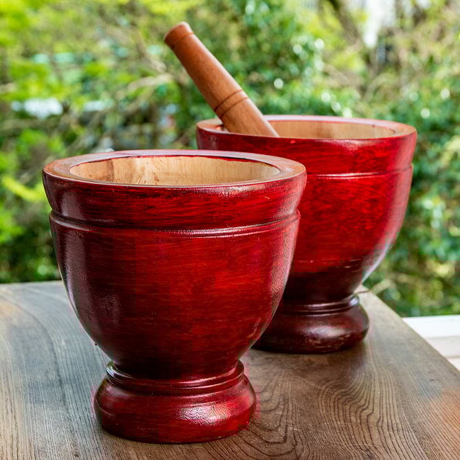 クロック - タイの木製臼と杵セット no.9 高さ22.5cm 7 - けっこう個体差があります。