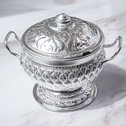 タイ王宮風 エンボス装飾 アルミボウル 蓋付き|ライスボウル・スープボウル・エスニック食器 - メイン