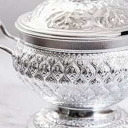 タイ王宮風 エンボス装飾 アルミボウル 蓋付き｜ライスボウル・スープボウル・エスニック食器 - サブ5
