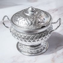 タイ王宮風 エンボス装飾 アルミボウル 蓋付き|ライスボウル・スープボウル・エスニック食器