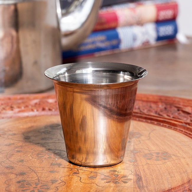 南インドのコーヒーカップ [直径約7.2cm×高さ約6.5cm]の写真カップ,コーヒー　カップ,コップ,コーヒー,ステンレス　食器,コーヒー