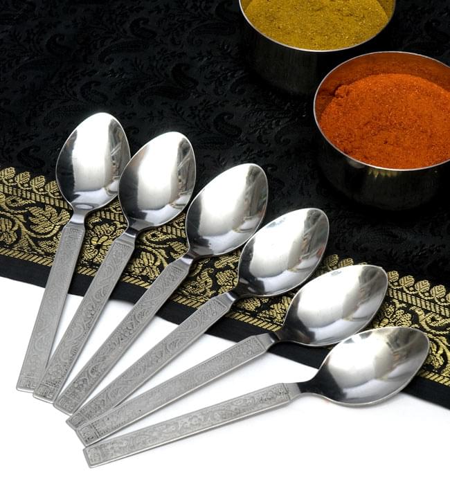 インドのスプーン6本セット 約14.5cm / アジア 箸 箸置き フォーク アジアン食品 エスニック食材