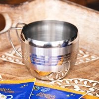 インドの取っ手付き!ステンレスマグコップ【高さ:5.2cm×直径:6.2cm】