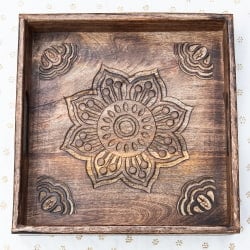 手彫りのマンゴーウッドトレイ スクエアSサイズ【30cm】 - サブ2