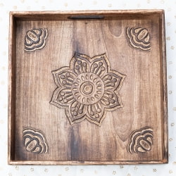 手彫りのマンゴーウッドトレイ スクエアMサイズ【37.5cm】 - サブ2