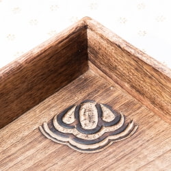 手彫りのマンゴーウッドトレイ スクエアMサイズ【37.5cm】 - サブ4