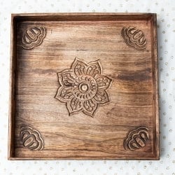 [訳あり価格]手彫りのマンゴーウッドトレイ スクエアLサイズ【45cm】 - サブ2