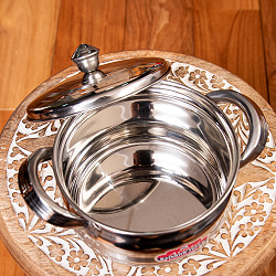 取っ手付きクリシュナポット- インドの鍋・ハンディ【直径約15.5cm】 - サブ5