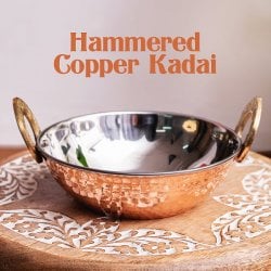 槌目銅装飾仕上げのステンレスカダイ[装飾持ち手付]サービングパン　食器・お皿〔約16.5cm〕