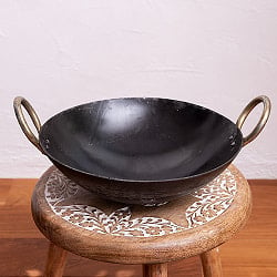 インドの屋台用鉄製カダイ（インド鍋　鉄鍋） - 直径約26cmの商品写真