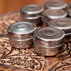 〔12個セット〕〔Mサイズ〕ステンレスの小さなマサラケース・スパイスケース小物入れ[約2.2cm×4cm] - サブ4