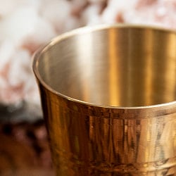 インドの礼拝用 ブラス製 プージャグラス カップ 高さ：約5.7cm - サブ2