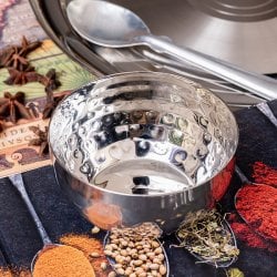 美しい槌目模様仕上げ　料理が華やかに　カレー小皿　ライスカトリ〔約9.8cm×約5cm 約300ml〕