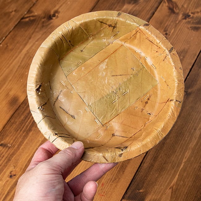 【約25枚セット】インドのリーフプレート ミニプレート 直径19cm 6 - 手に取るとこれくらいのサイズ感です。