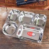 5分割 長方形ランチプレート〔約26cmx 約20cm〕 深めで沢山入る!スタイリッシュなデザイン