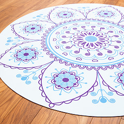 マンダラ模様の高品質ラウンドヨガマット 直径1.4m　厚さ4mm - ブルーホワイト - サブ2