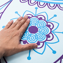 マンダラ模様の高品質ラウンドヨガマット 直径1.4m　厚さ4mm - ブルーホワイト - サブ4