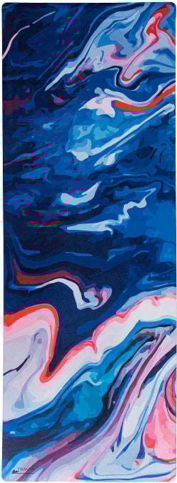 (天然ゴム)高品質エスニックヨガマット4mm - マーブルブルー - サブ2