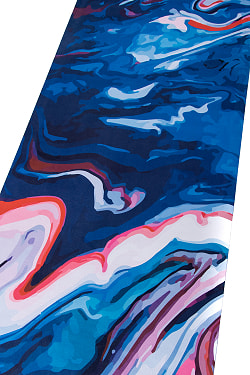 (天然ゴム)高品質エスニックヨガマット4mm - マーブルブルー - サブ3