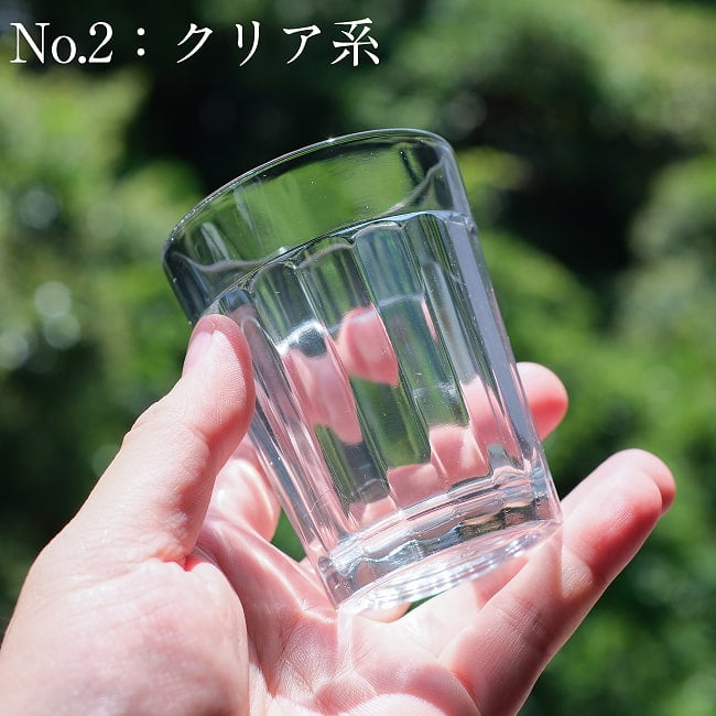 【5個セット】インドのチャイ カップ - 装飾つき[直径：約6.6cm 高さ：約8.4cm 約150ml] 13 - 【No.2：クリア系】
