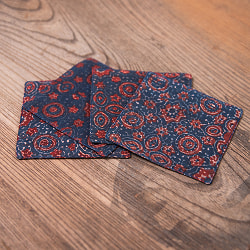 【4枚セット】アジュラック布の手造りコースター　スクエア　 - サブ2