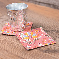 【4枚セット】アジュラック布の手造りコースター　スクエア　 - サブ3