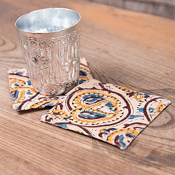 【4枚セット】アジュラック布の手造りコースター　スクエア　 - サブ5