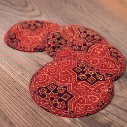 【4枚セット】アジュラック布の手造りコースター　リバーシブル　サークル - サブ2