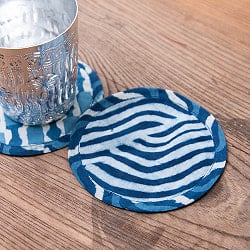 【4枚セット】アジュラック布の手造りコースター　リバーシブル　サークル - サブ5